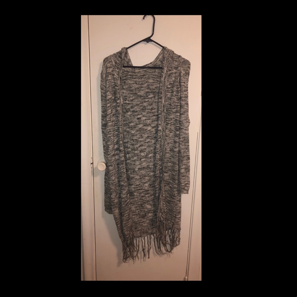 long cardigan sweater with hood